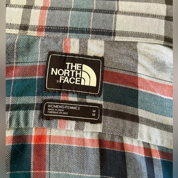 The North Face womens button down plaid long sleeve multi colored shirt Sz-M N5 - Picture 10 of 11